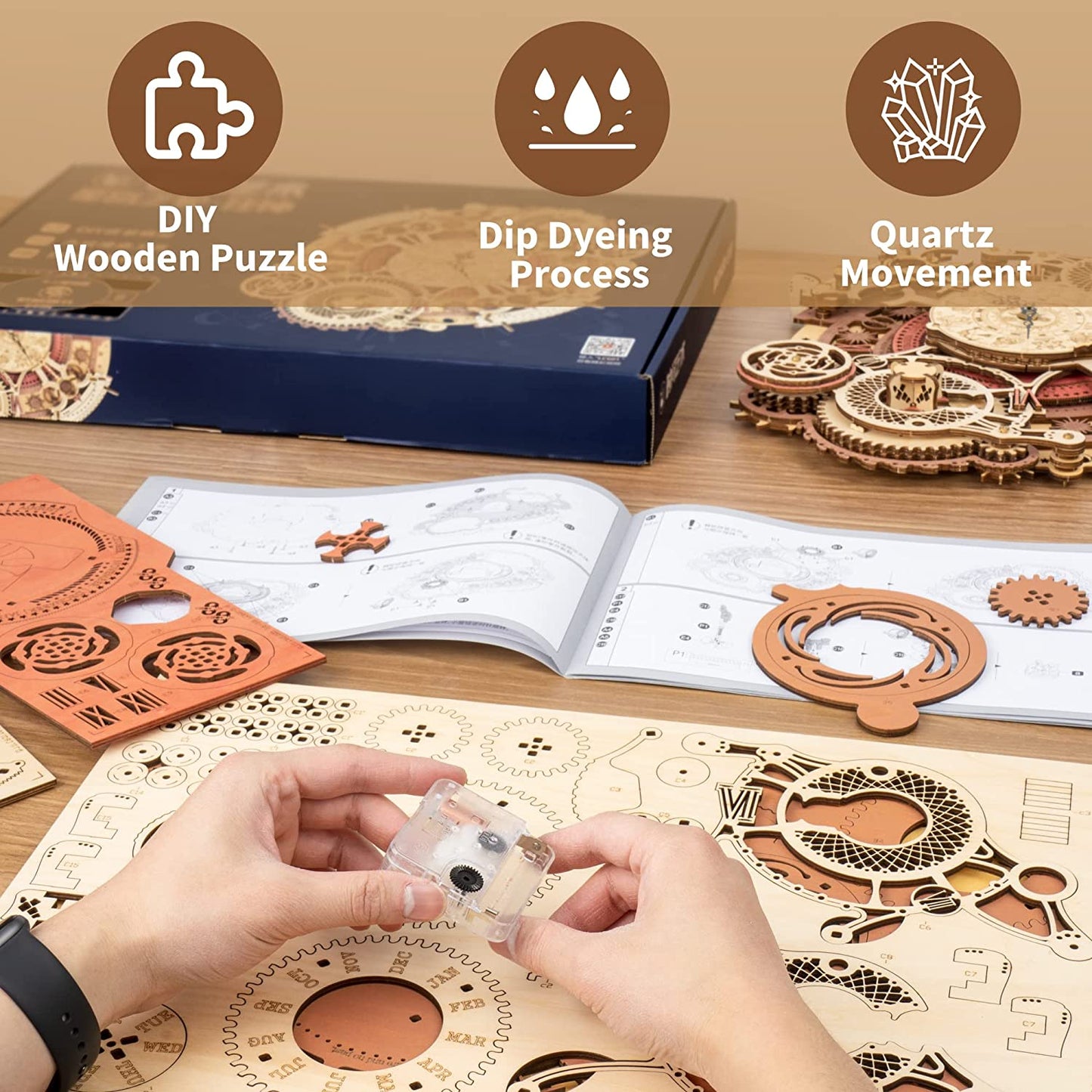 3D Holz Puzzle Zodiac Wanduhr