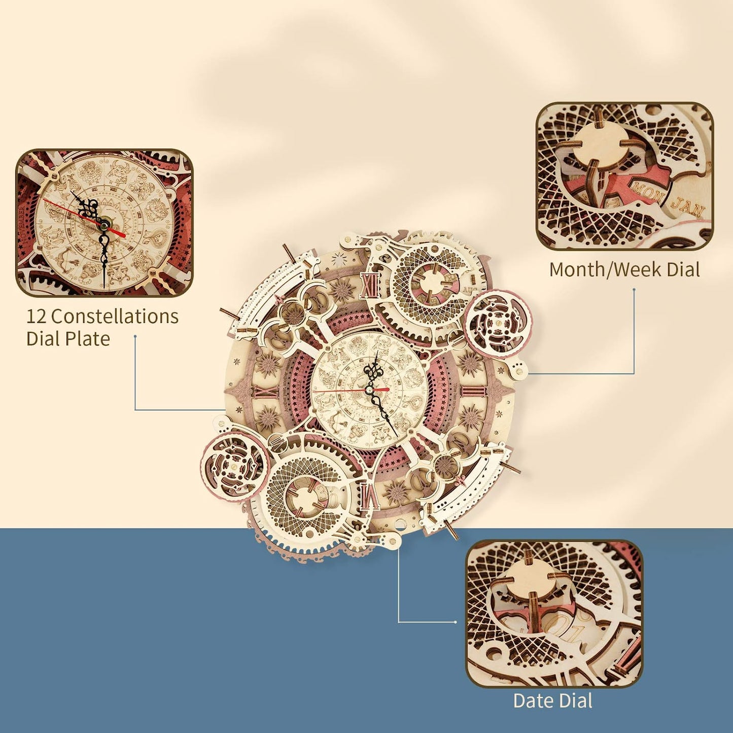 3D Holz Puzzle Zodiac Wanduhr