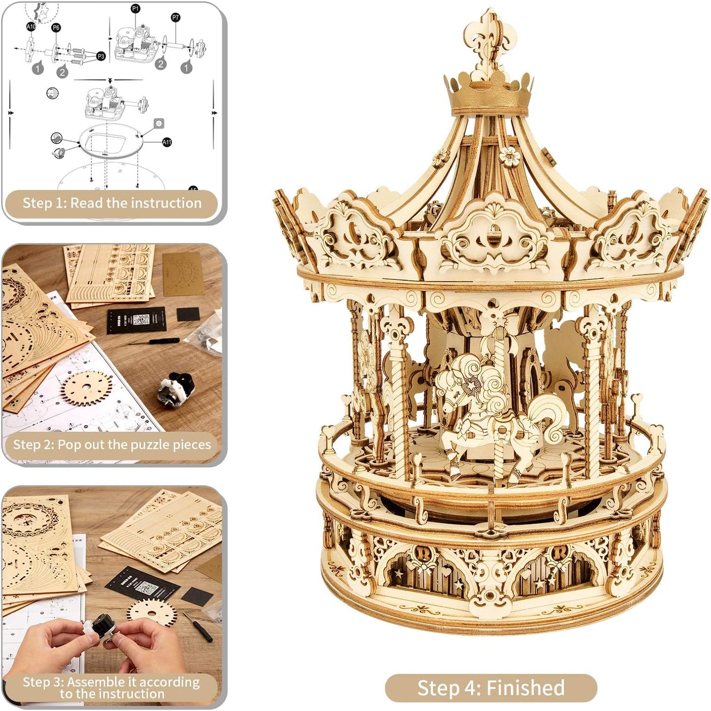 3D Holz Puzzles Karussell