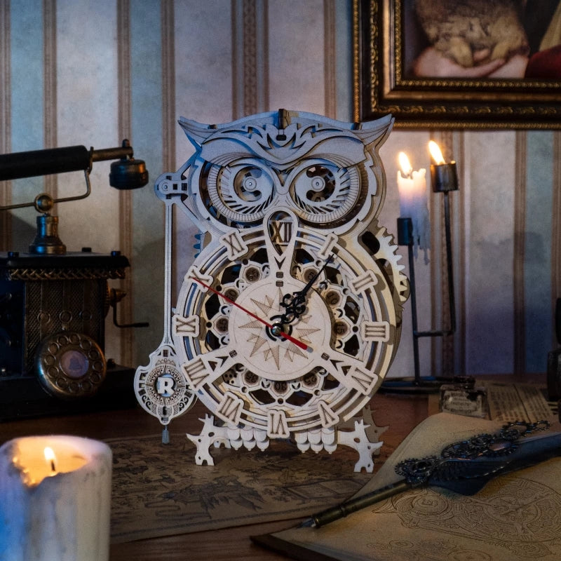 3D Eule Spielzeug Holz Uhr
