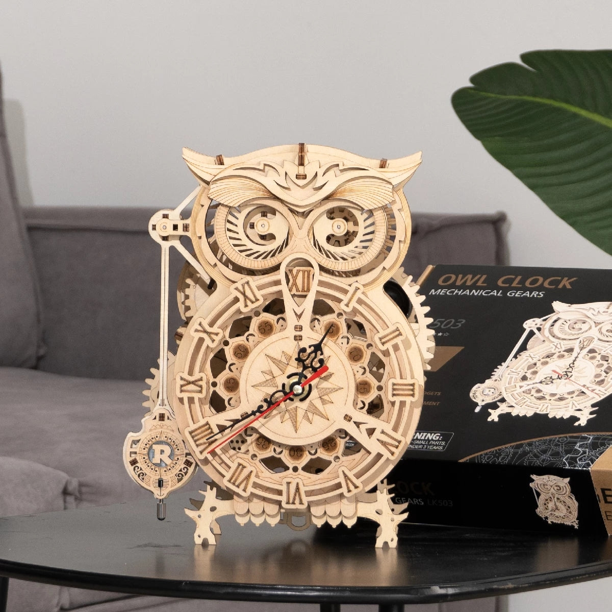3D Eule Spielzeug Holz Uhr