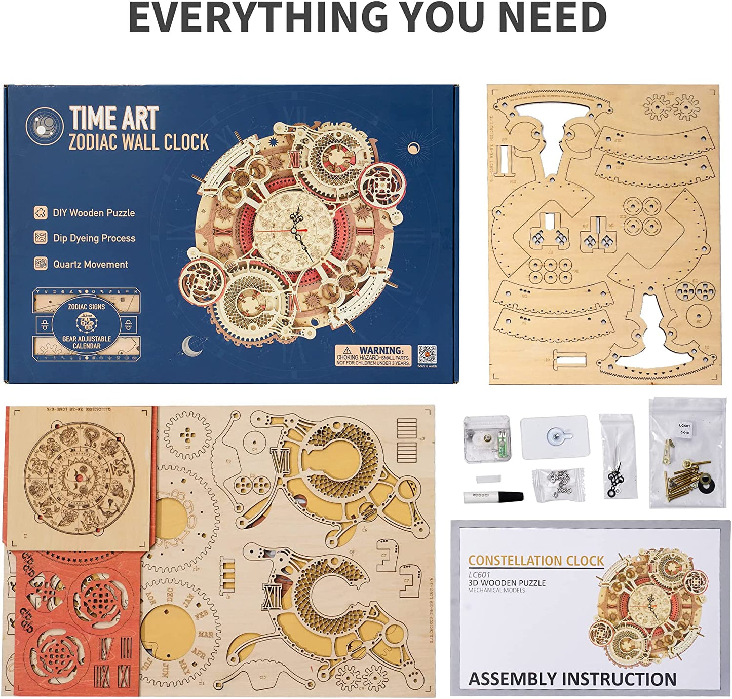 3D Holz Puzzle Zodiac Wanduhr