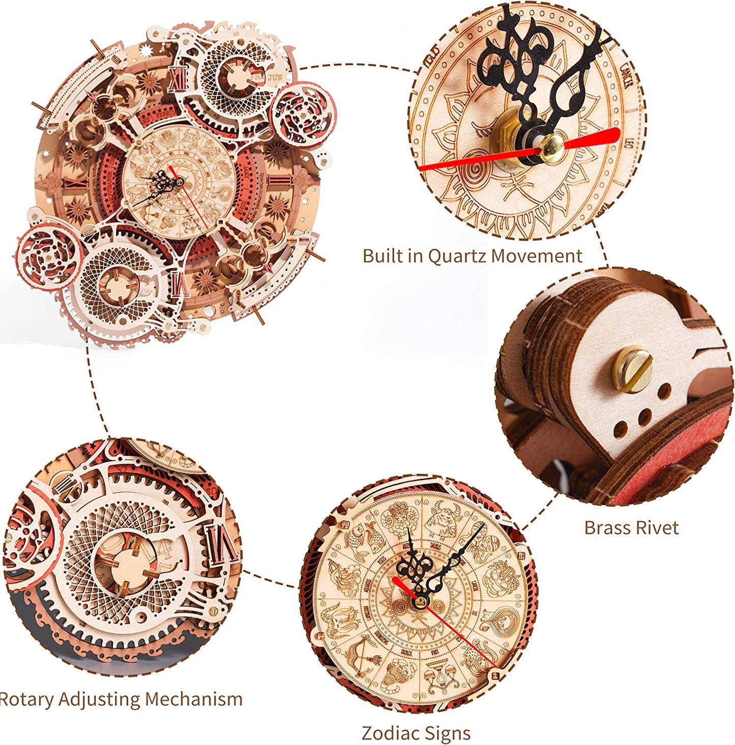 3D Holz Puzzle Zodiac Wanduhr