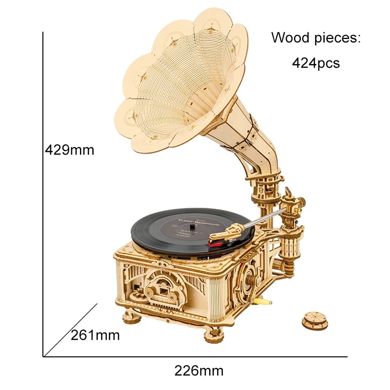 3D Holz Puzzle Klassische Grammophone