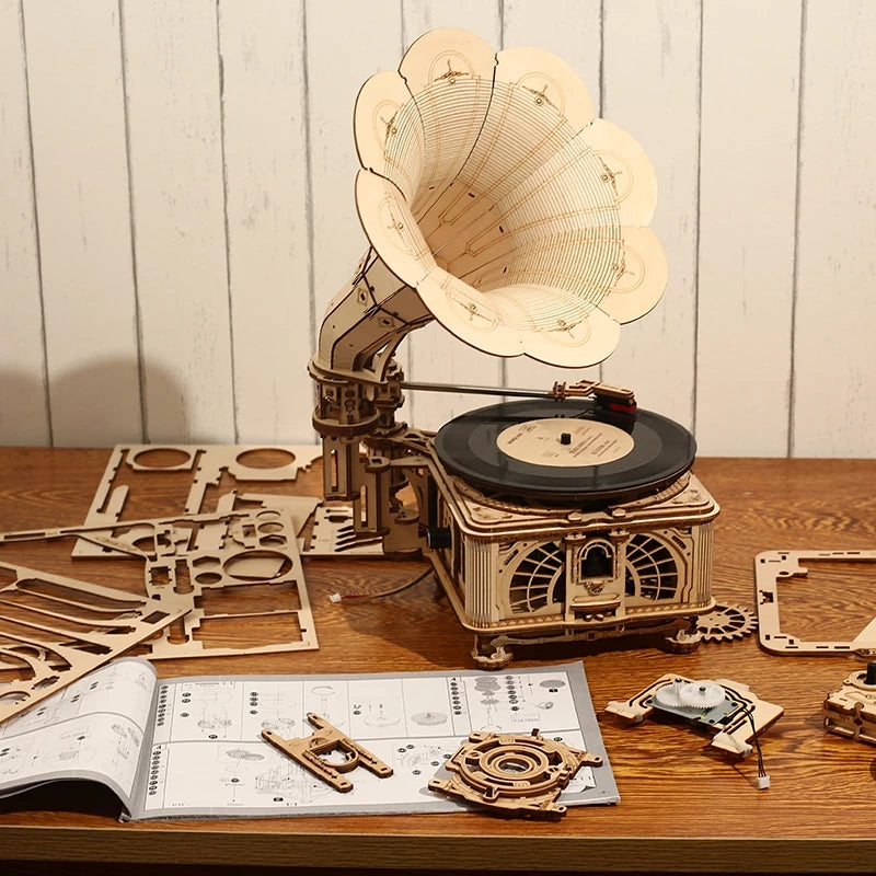 3D Holz Puzzle Klassische Grammophone