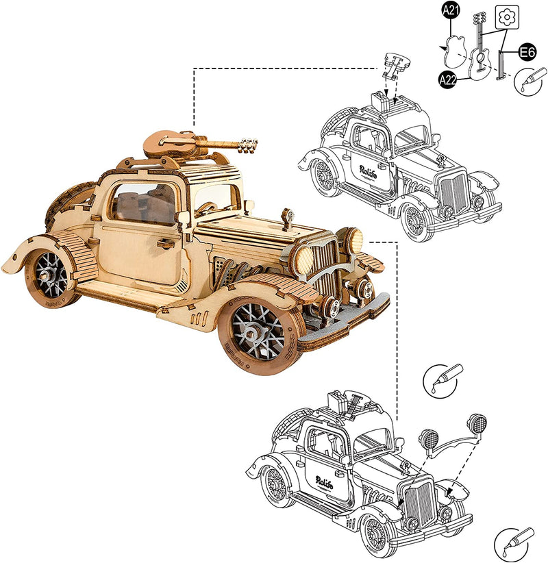 3D Holz Puzzle Vintage Modelle