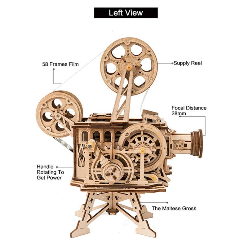 3D Holz Puzzle Hand Kurbel Projektor