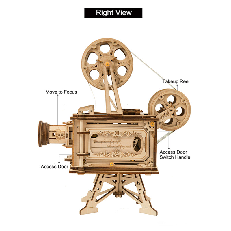 3D Holz Puzzle Hand Kurbel Projektor