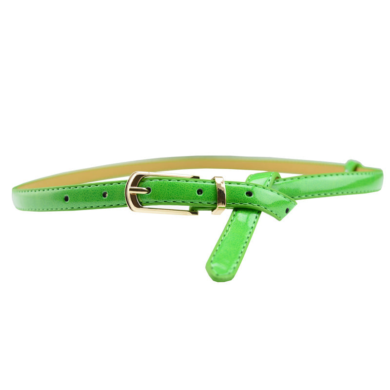 Candy Color Pin Buckle Ladies Patent Leather Pu Belt