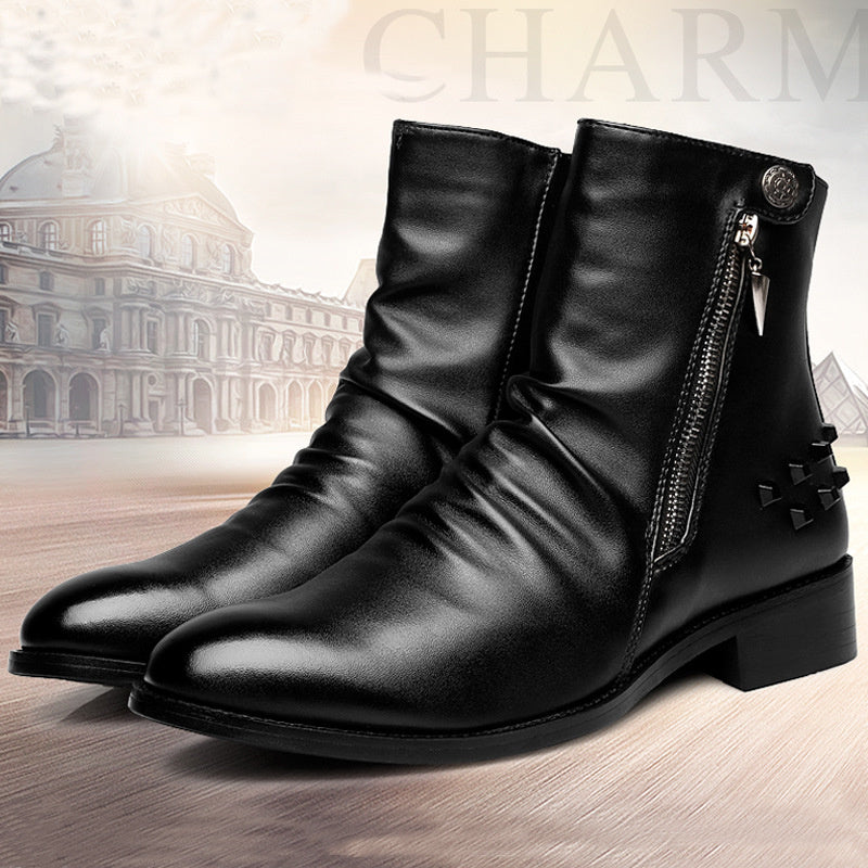 Shoes Warm Pointed Toe Leather Men'