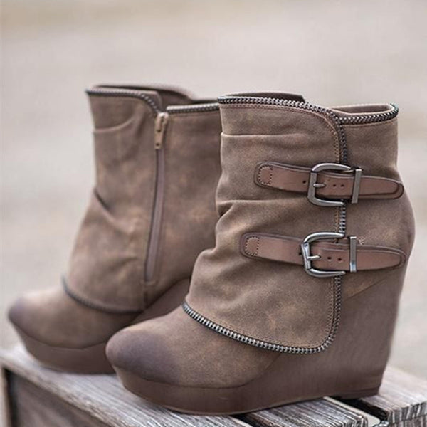 Wedge Heels Platform Boots Women Winter