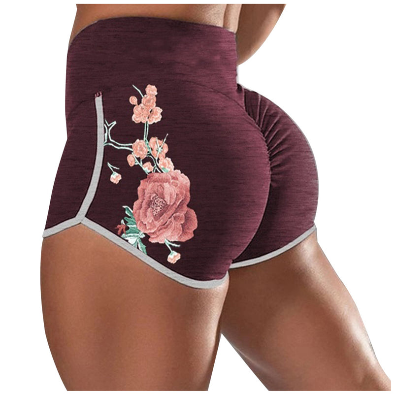  Push-Up Gym Legging Läuft Floral Workout Shorts Scrun