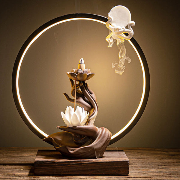 Kreative Keramik Lampe Ring Bergamotte Lotus Herz Guanyin Zurück Fluss Weihrauch Veranda