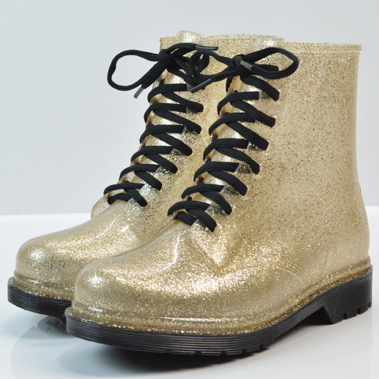 Transparent glitter regen stiefel