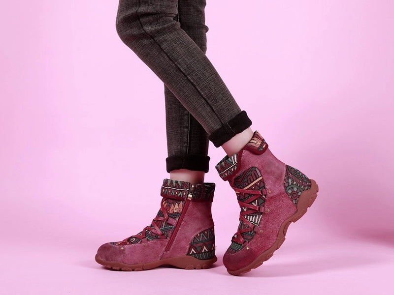 Bohemian lace-up women's boots