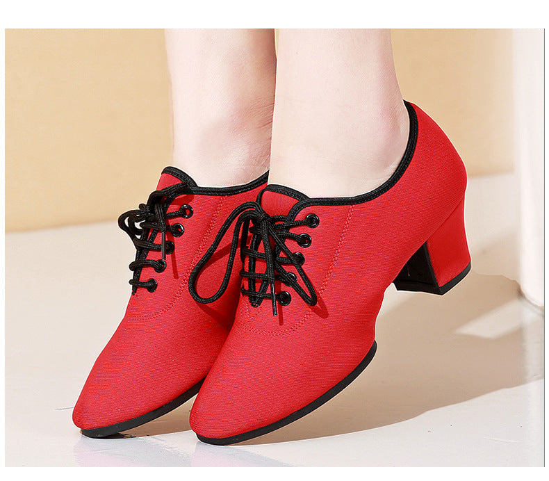 Mid Heel Soft Bottom Oxford Cloth Dancing Shoes