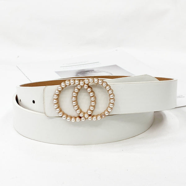 Double Loop Pearl Buckle Belt