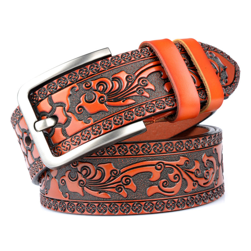 Carved craft men's belt