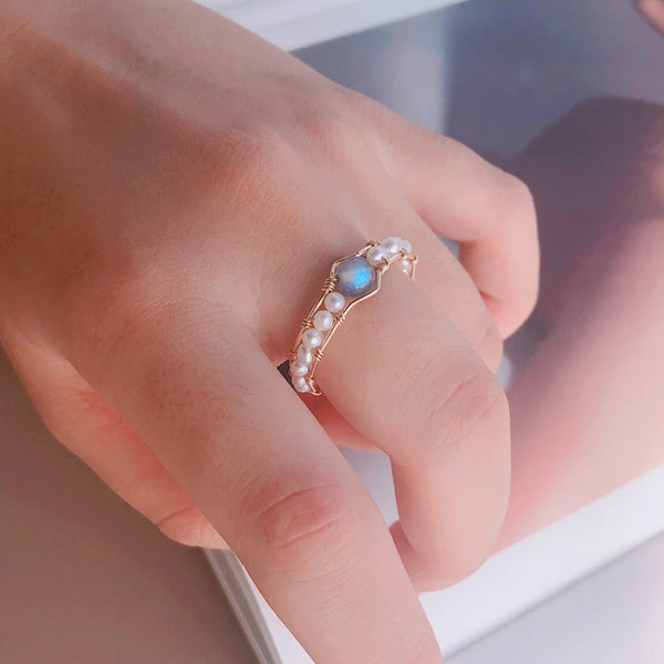 Grau Moonlight Perle Ring