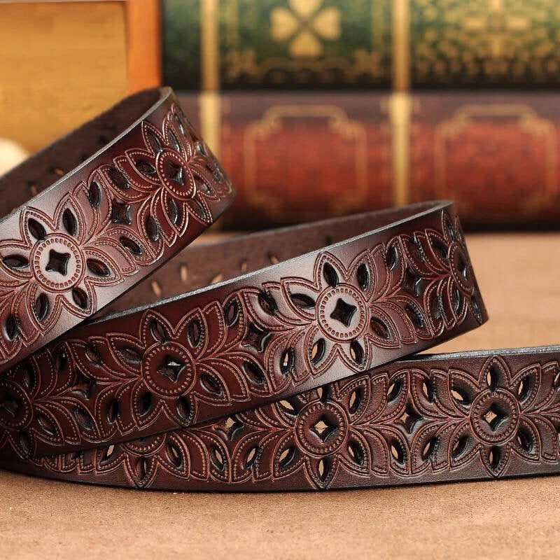 Ladies Fashion Solid Color Hollow Pattern Belt