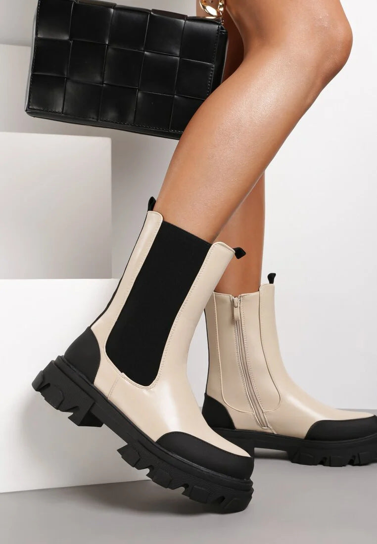 Smoke Tube Boots Stitching Thin Thin Boots Women'