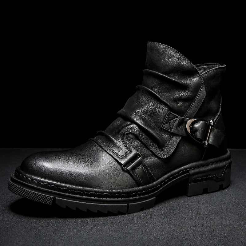 Velvet Warm British High-top Leather Shoes Martin Boots