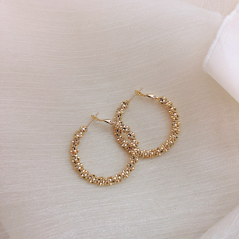 925 Silver Needle Textured Metal Hoop Earrings