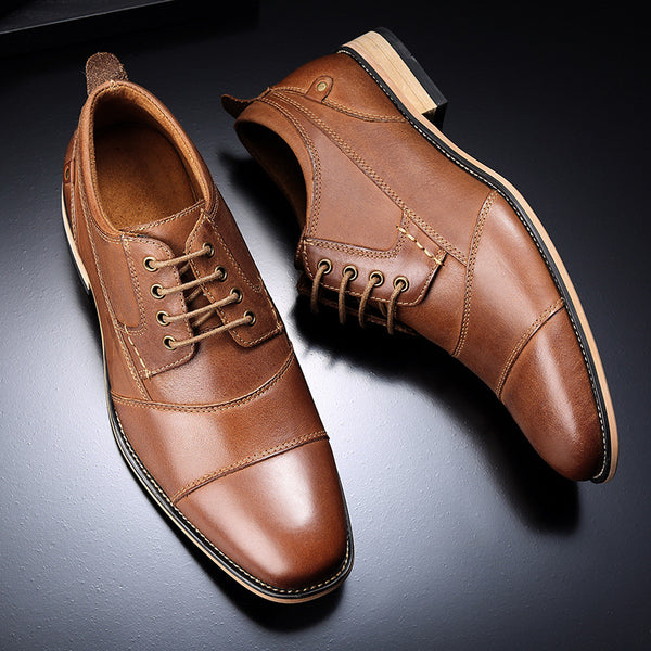 Leder lace-up casual schuhe