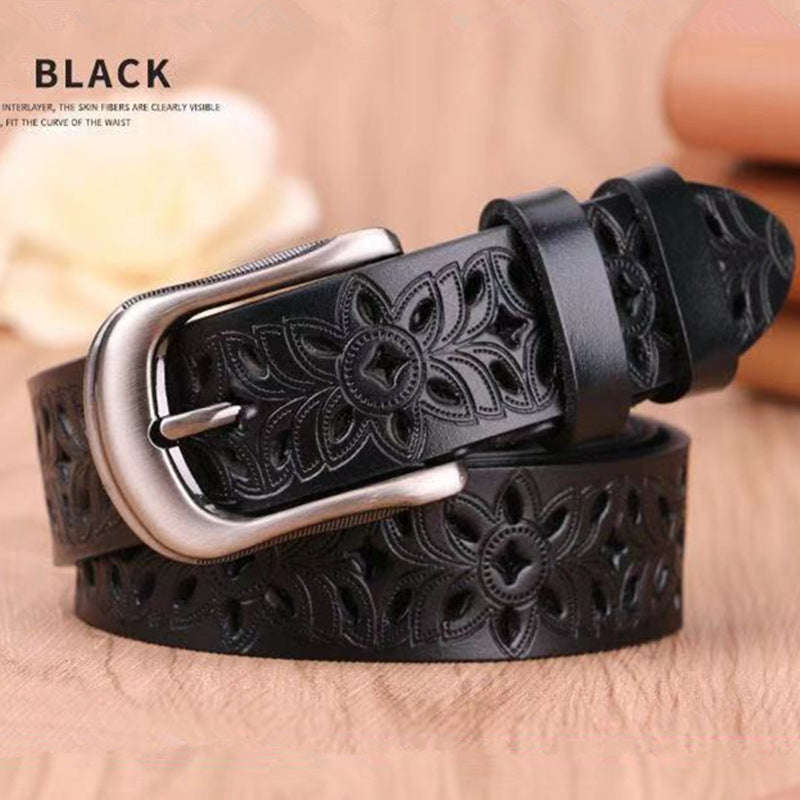 Ladies Fashion Solid Color Hollow Pattern Belt