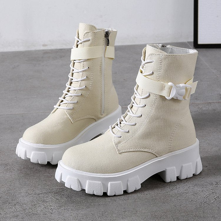 British Fashion Ins Net Red Low-top Canvas Short Boots