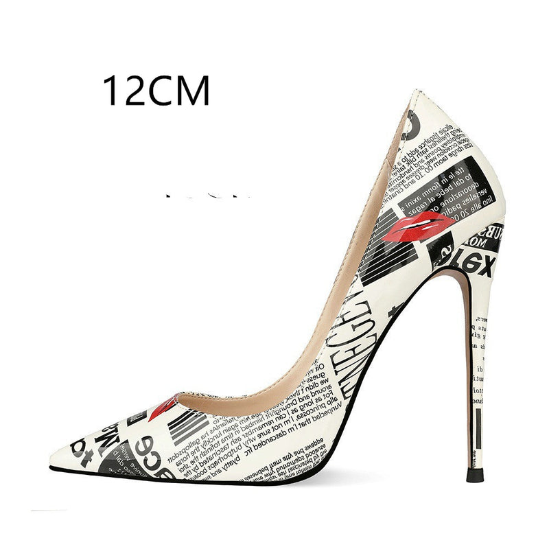 Graffiti Mode High Heels frauen Stiletto Spitz