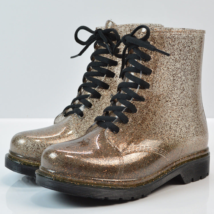 Transparent glitter regen stiefel