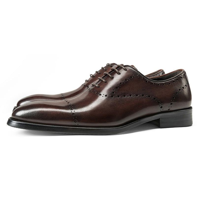 Cowhide British Style Brock Oxford Shoes Men