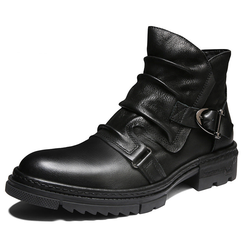 Velvet Warm British High-top Leather Shoes Martin Boots