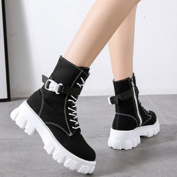 British Fashion Ins Net Red Low-top Canvas Short Boots