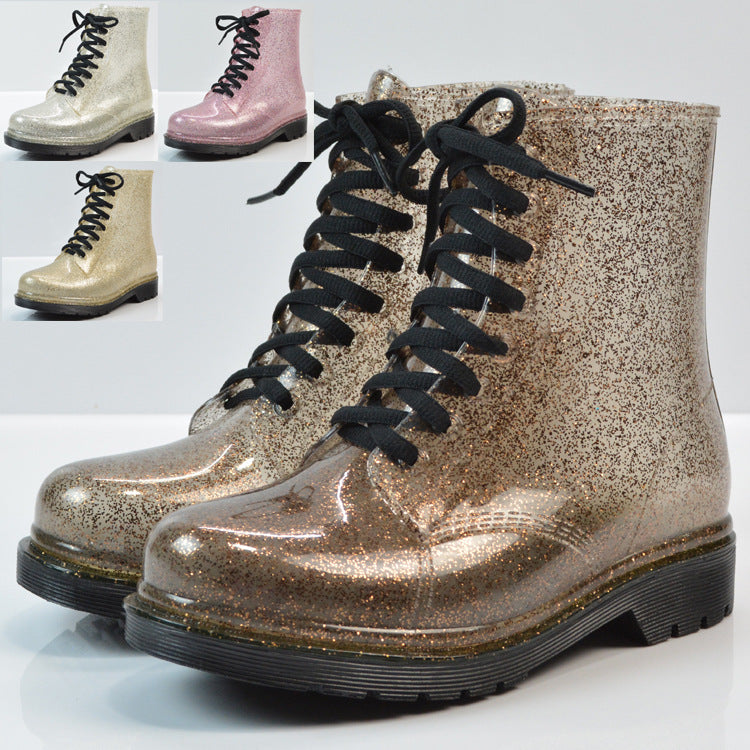 Transparent glitter regen stiefel