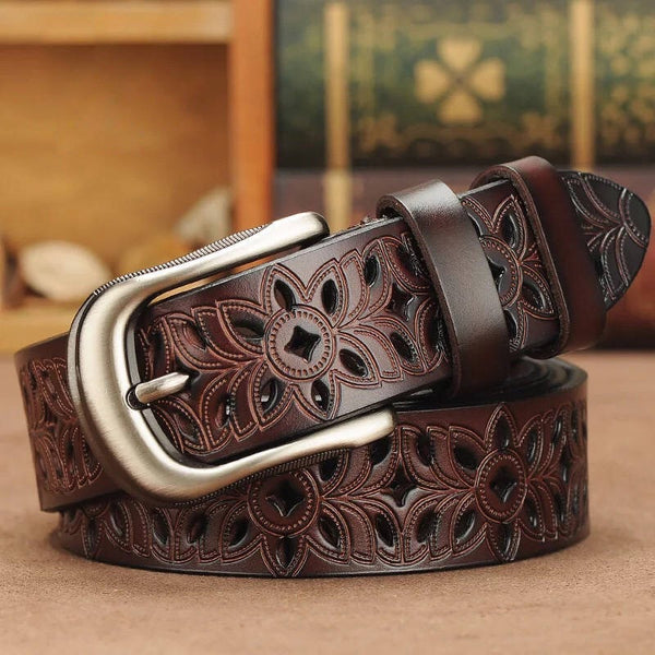 Ladies Fashion Solid Color Hollow Pattern Belt