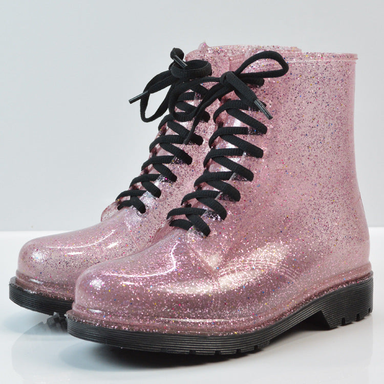 Transparent glitter regen stiefel