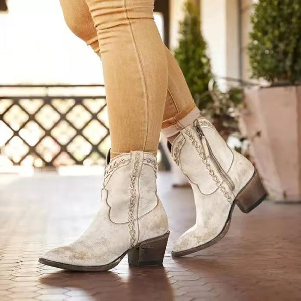 Women Shoes Pointed Toe Fashion Retro Thick Heel