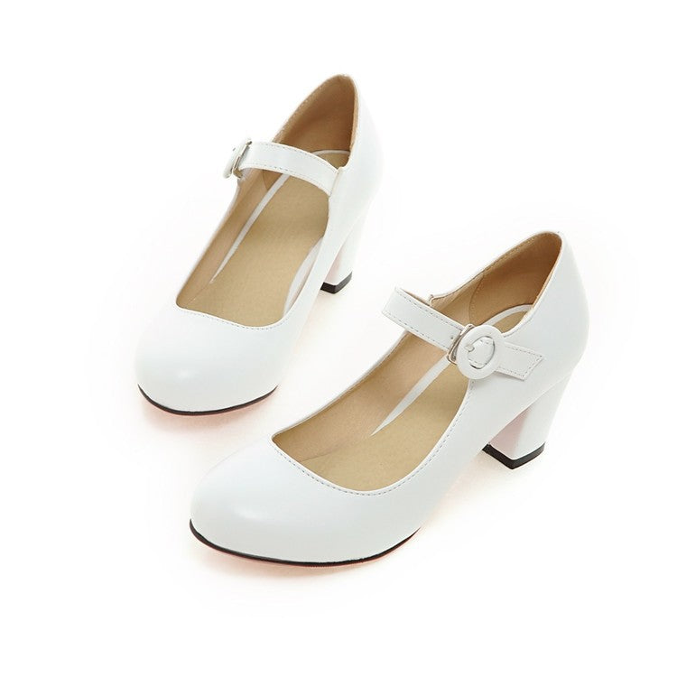 Buckle High Heels Spring Round Head Leisure Low Top Large Size Women'