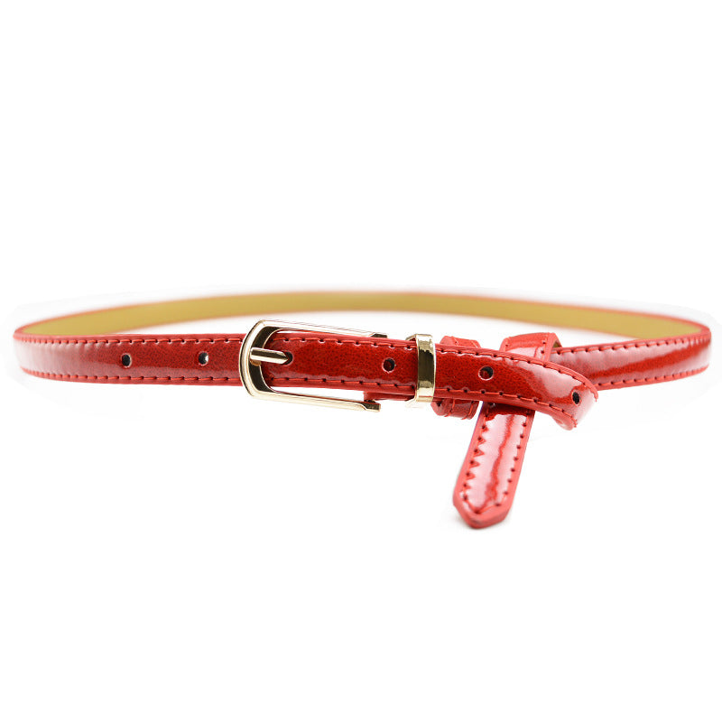 Candy Color Pin Buckle Ladies Patent Leather Pu Belt