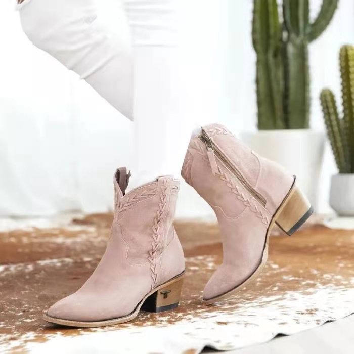 Women Shoes Pointed Toe Fashion Retro Thick Heel