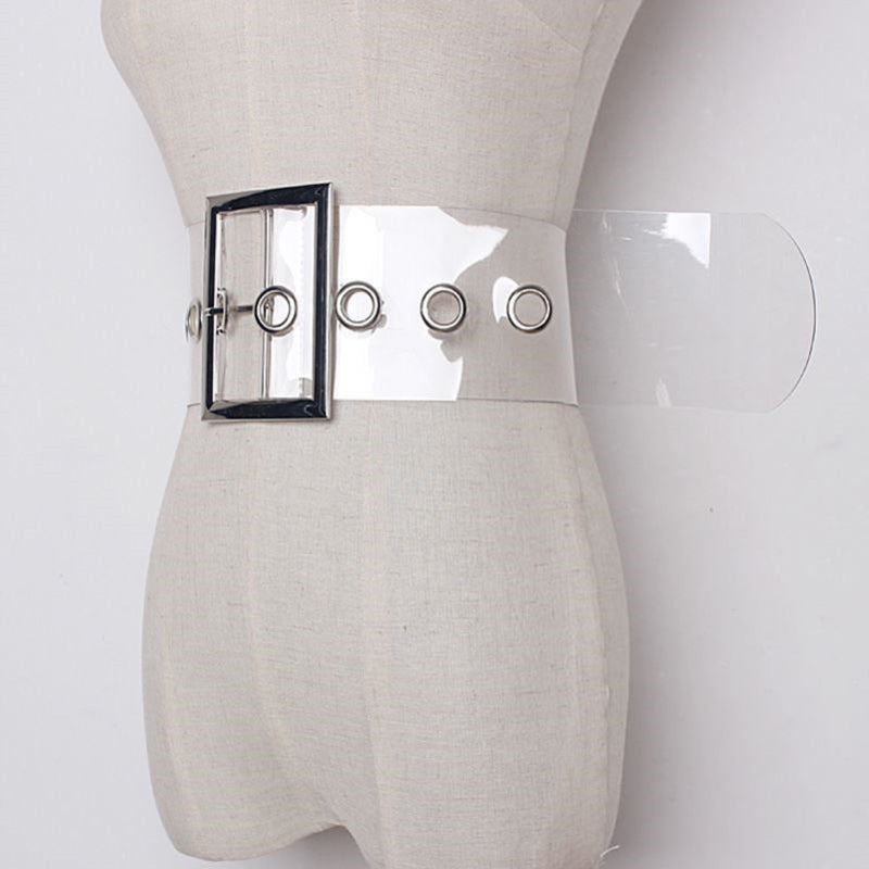 Plastic PVC Full Transparent Women's Wide Belt