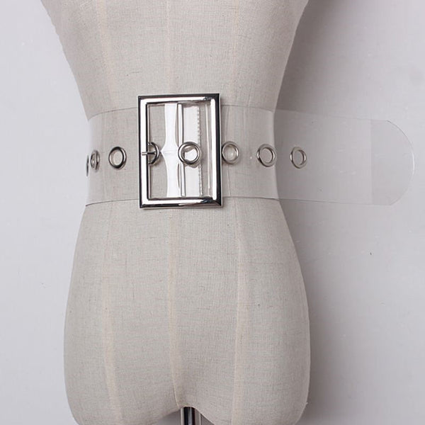 Plastic PVC Full Transparent Women's Wide Belt