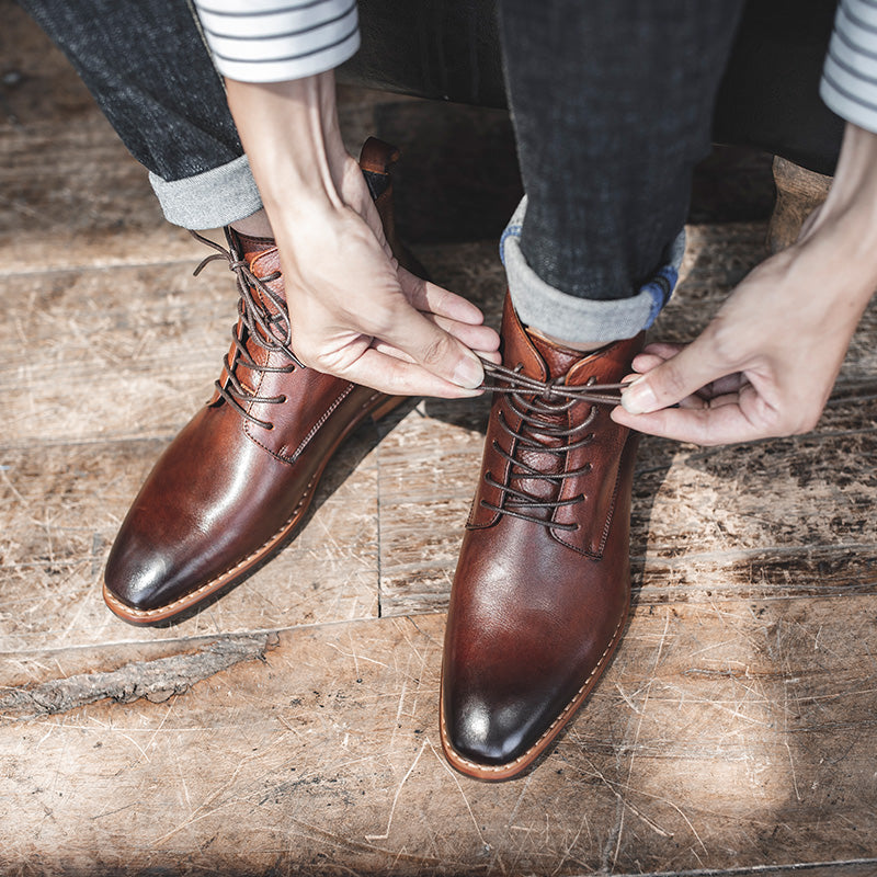 Men's High Top Layer Cowhide Boots