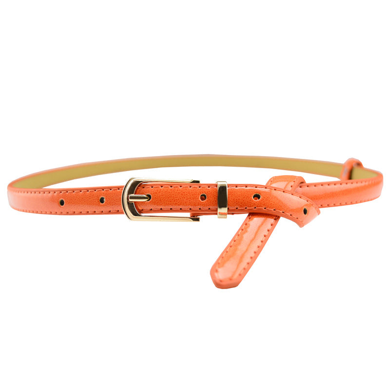 Candy Color Pin Buckle Ladies Patent Leather Pu Belt