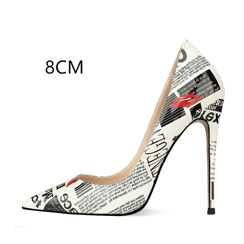 Graffiti Mode High Heels frauen Stiletto Spitz