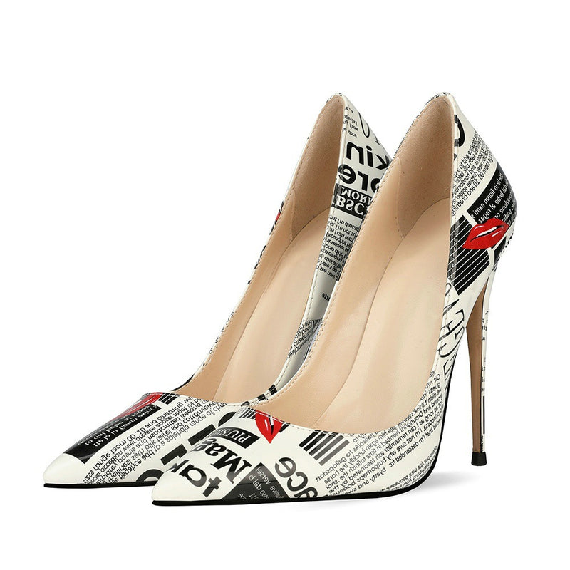 Graffiti Mode High Heels frauen Stiletto Spitz