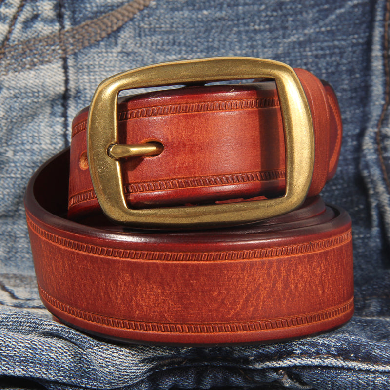 Vintage Cowhide Pin Buckle Leather Men'